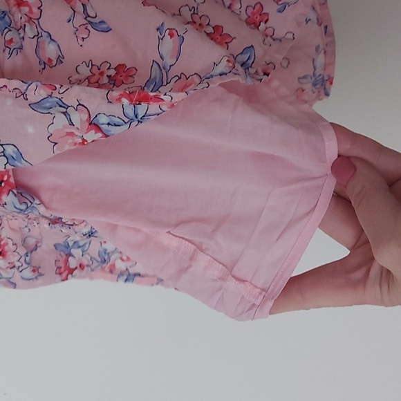 Janie & Jack Pink Floral And Swiss Dot Dress With Ruffles And Blue Ribbon Waist - Picture 5 of 8